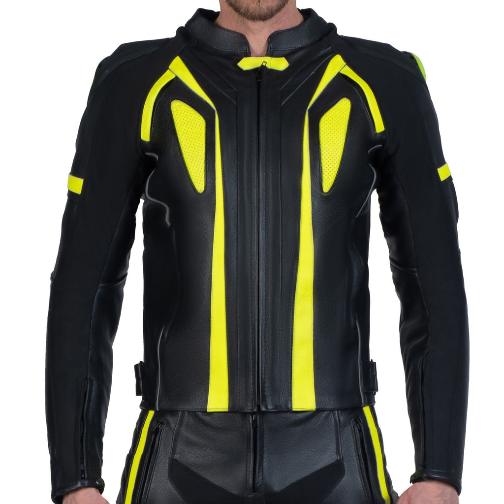 Skorpion Schwarz Licht-reflektierende Motorrad-Rennsport Lederjacke