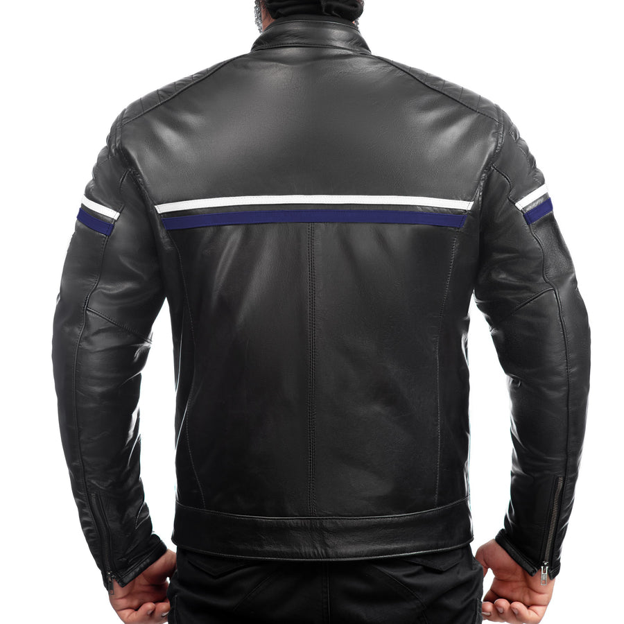 Jacob Blaue Motorrad Lederjacke