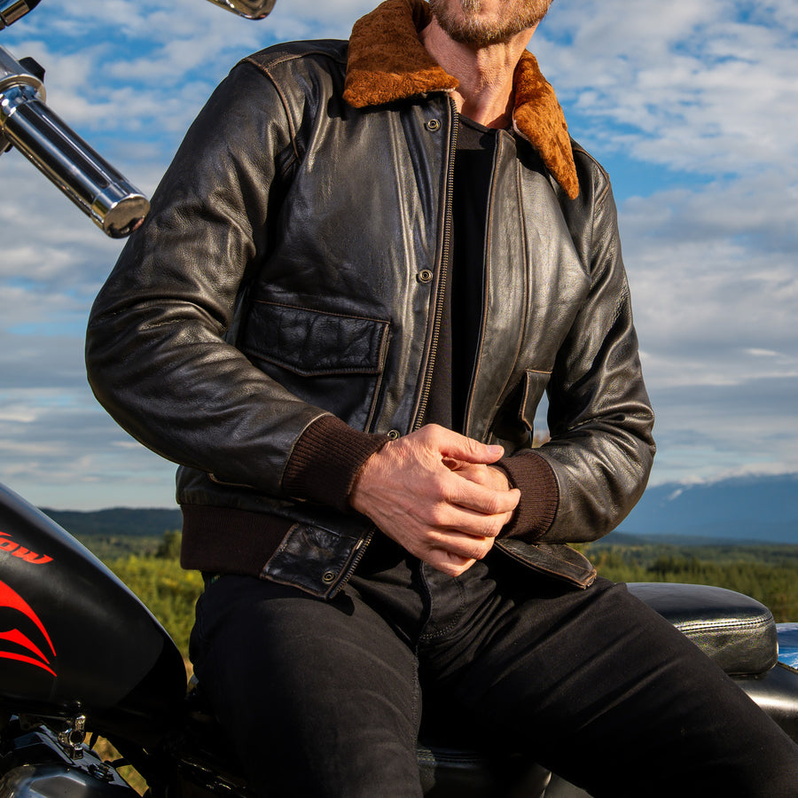 Bomber Braun Classic Motorrad Lederjacke