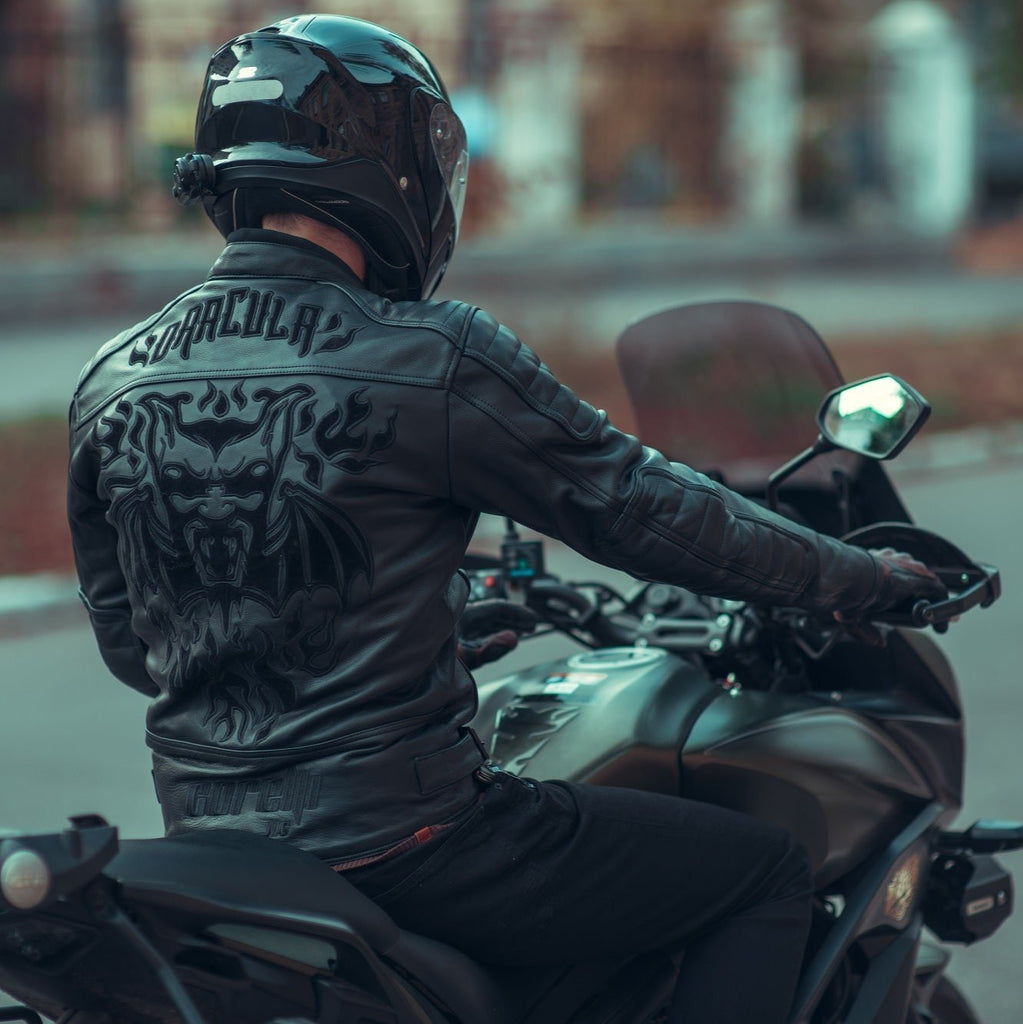 Dracula Schwarz Motorrad Lederjacke