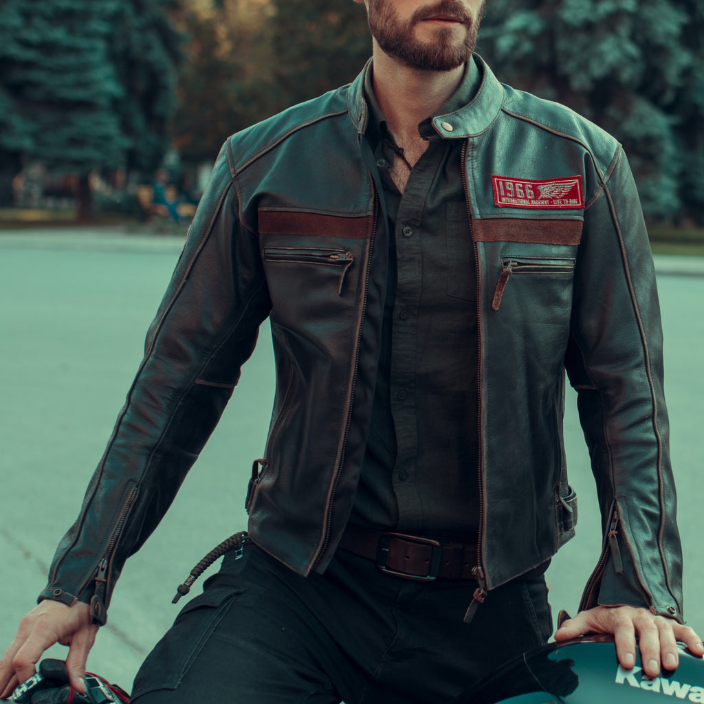 Heritage Retro Braun Motorrad Lederjacke