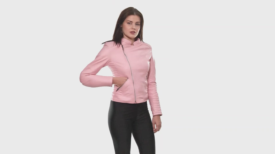 Rosa Armored Damen Motorrad Lederjacke